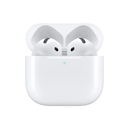 Apple AirPods 4 Wireless Earbuds, Bluetooth Headphones, Personalized Spatial Audio, Sweat and Water Resistant, USB-C Charging Case, H2 Chip, Up to 30 Hours of Battery Life, Effortless Setup for iPhone