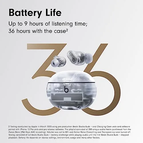 Beats Studio Buds + with Apple 20W USB-C Power Adapter - Transparent