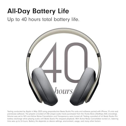 Beats Studio Pro - Wireless Bluetooth Noise Cancelling Headphones - Personalized Spatial Audio, USB-C Lossless Audio, Apple & Android Compatibility, Up to 40 Hours Battery Life - Sand Gray
