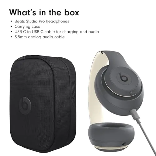 Beats Studio Pro - Wireless Bluetooth Noise Cancelling Headphones - Personalized Spatial Audio, USB-C Lossless Audio, Apple & Android Compatibility, Up to 40 Hours Battery Life - Sand Gray