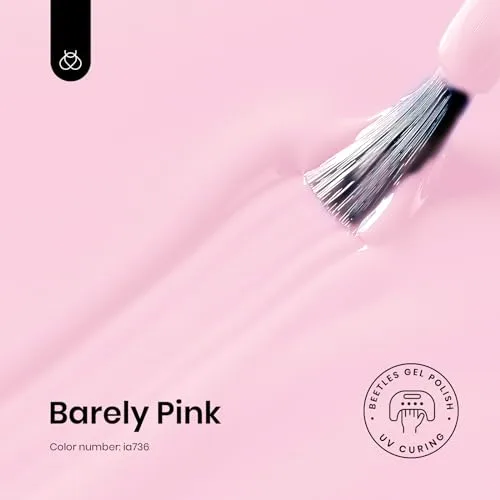 Beetles Pink Gel Nail Polish, Barely Pink Gel Polish Soak Off LED Nail UV LED Lamp Pastel Nail Art Manicure Salon DIY Home 0.51Oz Gift for Women