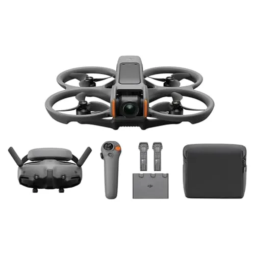 DJI Avata 2 Fly More Combo (3 Batteries), FPV Drones with Camera for Adults 4K, Immersive Experience, One-Push Acrobatics, Built-in Propeller Guard, 155° FOV, Drone Compliant with FAA Remote ID