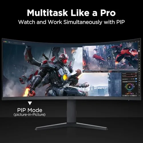 The monitor's on-screen display showing gamer-centric features like Crosshair