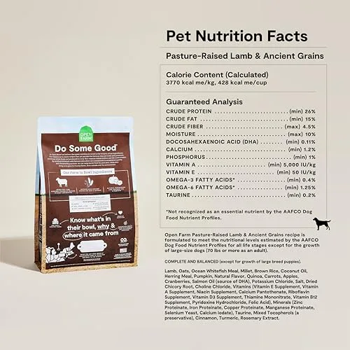 A close-up of the Open Farm Ancient Grains kibble