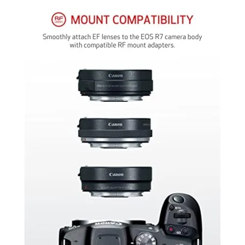 Canon EOS R7 Mirrorless Camera (Body Only), Hybrid Camera, 32.5 Megapixel (APS-C) CMOS Sensor, 4K Video, for Sports, Action, Content Creators, Vlogging Camera, Black