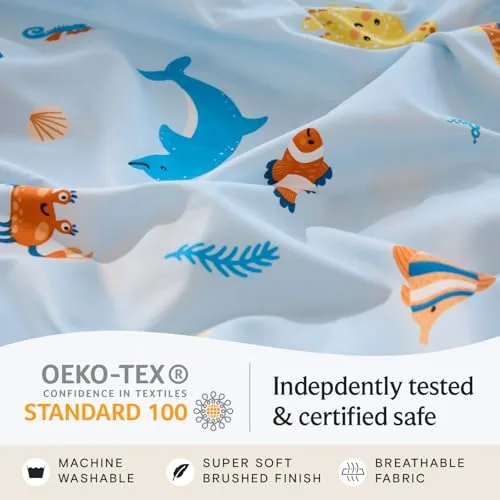LuxClub 4 PC Full Sheet Set Blue Whale, Kids Bed Sheets Twin Size, Toddler Bedding Set for Girls, Boys, Teens - Deep Pocket - Machine Washable - Soft Microfiber