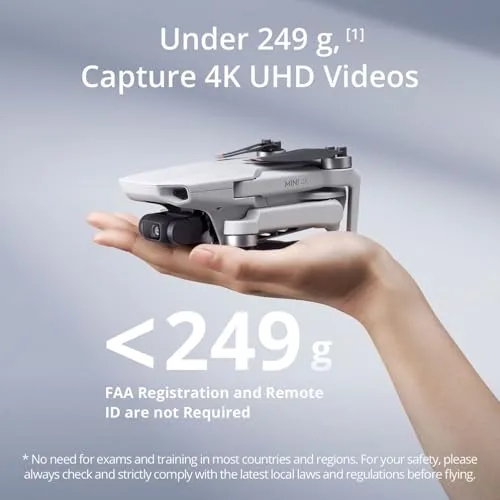 Close-up view of the DJI Mini 4K's 4K camera and 3-axis gimbal