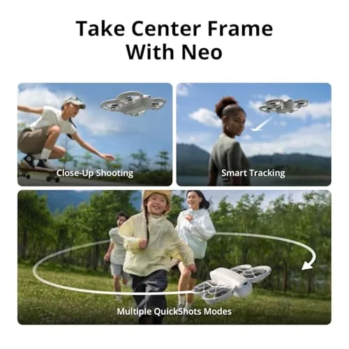 The ultra-lightweight DJI Neo being held easily in one hand