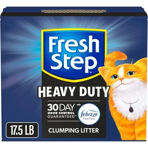 Fresh Step Clumping Cat Litter, Heavy Duty Advanced, Long Lasting 30-Day Odor Control with Odor Eliminating Carbon, 17.5 lb