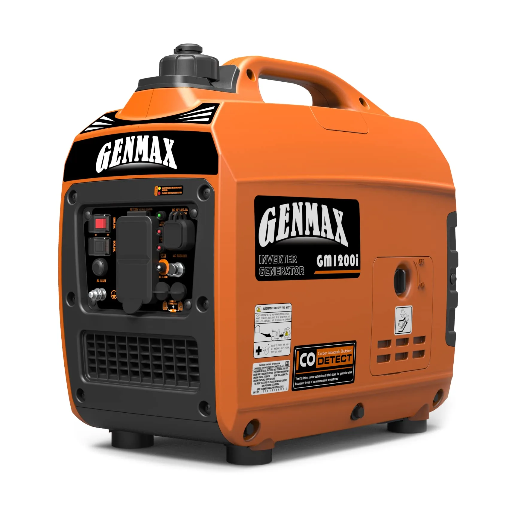 GENMAX generator in use at a campsite with lights powered