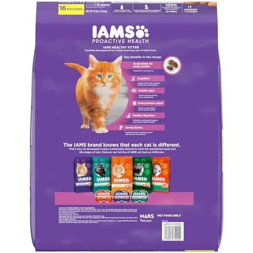 IAMS Proactive Health Healthy Kitten Dry Cat Food with Chicken, 16 lb. Bag