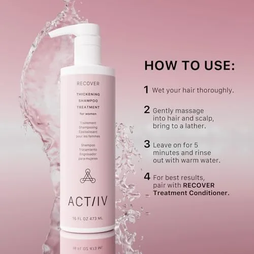 ACTIIV Recover Thickening Shampoo Treatment For Women | Supports the Appearance of Fuller, Healthier-Looking Hair, Supports Scalp Health, Plant-Based, Color-Safe, Vegan, All Hair Types