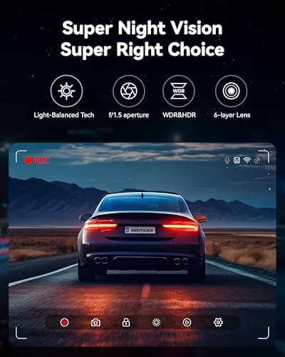 REDTIGER Dash Cam Front Rear, 4K/2.5K Full HD Dash Camera for Cars, Included 32GB Card, Built-in Wi-Fi GPS, 3.16” IPS Screen, Night Vision, 170°Wide Angle, WDR, 24H Parking Mode(F7NP)