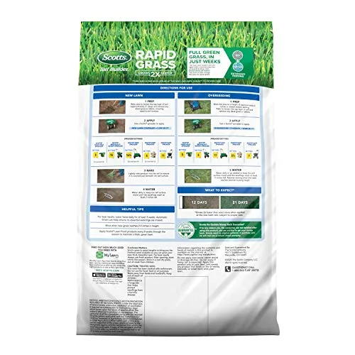Scotts Turf Builder Rapid Grass Sun and Shade Mix, Combination Grass Seed and Fertilizer, Grows Green Grass in Just Weeks, 16 lbs.