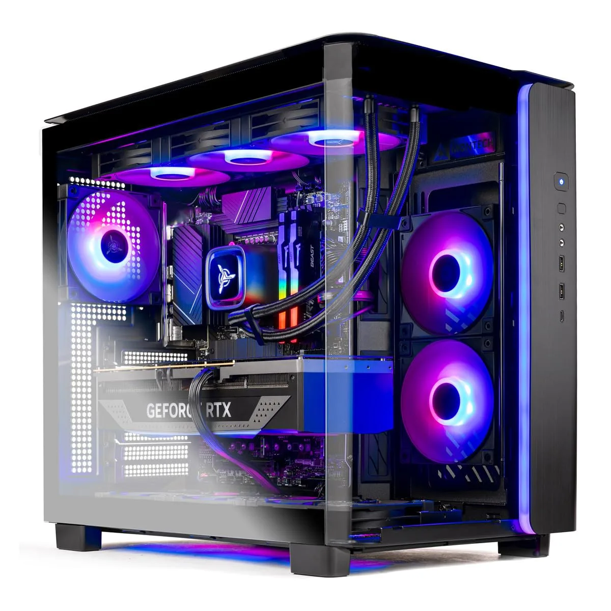 Skytech King 95 Gaming PC Desktop, Ryzen 7 9700X 3.8 GHz (5.5GHz Turbo Boost), NVIDIA RTX 5070 12GB GDDR7, 1TB Gen4 SSD, 32GB DDR5 RAM 6000 RGB, 850W Gold PSU, 360mm ARGB AIO, Wi-Fi, Win 11
