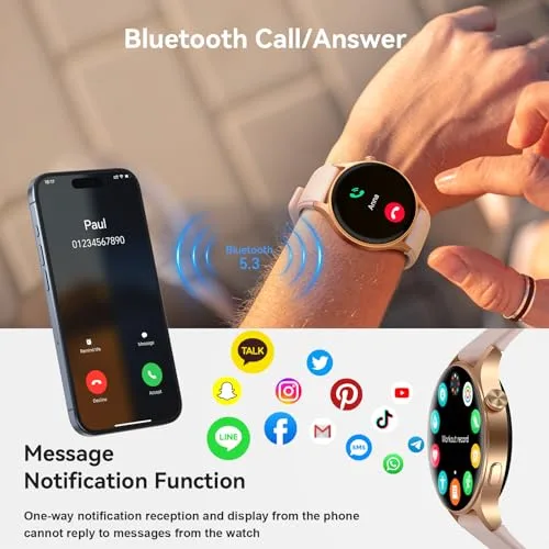 Smart Watch for Women, 1.32'' AMOLED Ultra-Clear Screen Activity Trackers with Heart Rate/Sleep/SpO2 Monitor, Smartwatch for iPhone/Samsung/Android, 110+ Sport Modes, 3ATM Waterproof Fitness Watch