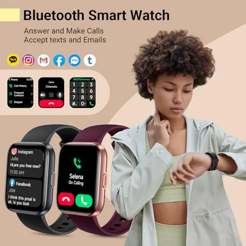 Smartwatch for Women, Compatible with Android & iPhone, 1.8'' Fitness Tracker Watch with Alexa, Call & Notification Alerts, Heart Rate & Sleep Monitor, 120 Sports Modes, Waterproof Watch for Women