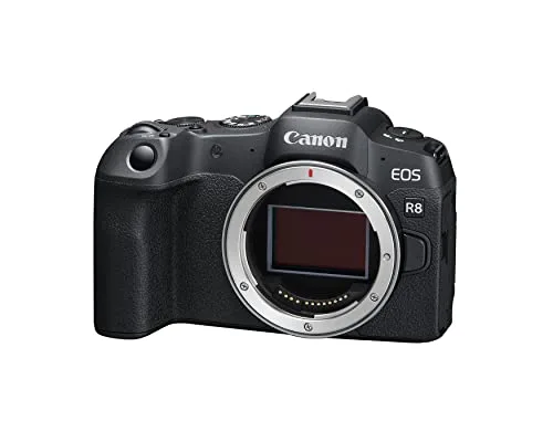 Canon EOS R8 Mirrorless Camera Body, Full‑Frame CMOS Sensor, 24.2 Megapixels, 4K 60p Video, Dual Pixel Autofocus II, Lightweight Camera for Content Creation, Photography and Vlogging, Black