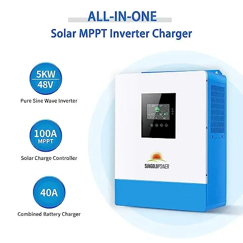 5000W DC 48V UL1741 Pure Sine Wave Solar Inverter,100A MPPT Solar Charger and 40A AC Battery Charger, 120V AC Output Solar Inverter Charger Manufactured by SunGoldPowerCo.,Ltd (Support Parallel)