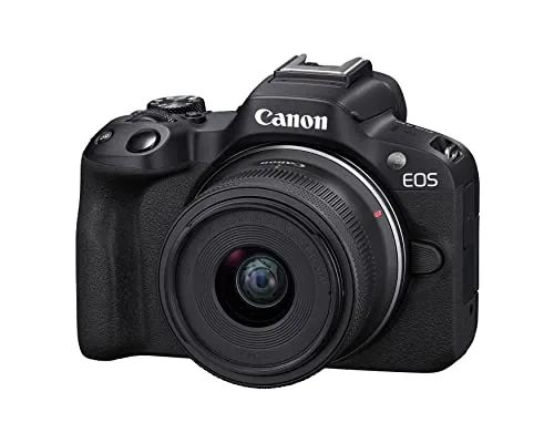Canon EOS R50 Mirrorless Camera RF-S18-45mm F4.5-6.3 is STM Lens Kit, 24.2 Megapixel CMOS (APS-C) Sensor, 4K Video, Hybrid Camera, Photo and Video, Vlogging, Content Creator, RF Mount, Black