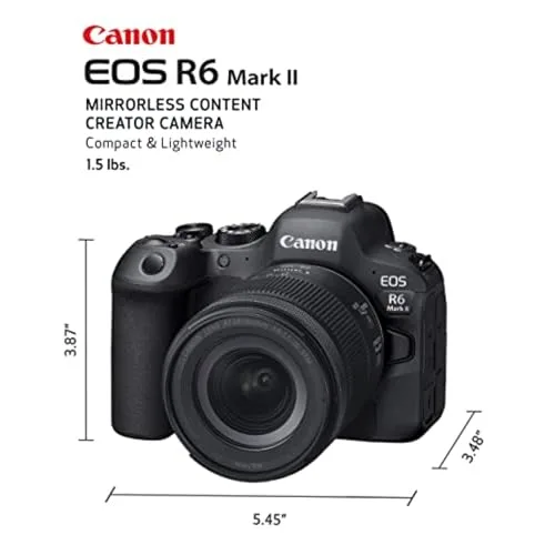 Canon EOS R6 Mark II Mirrorless Camera RF24-105mm F4-7.1 is STM Lens Kit, Full-Frame Hybrid Camera, 24.2 Megapixel CMOS Sensor, Photo and Video Capabilities, Black