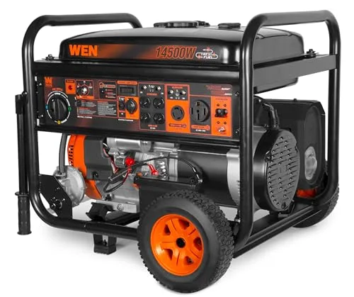 WEN 14,500-Watt 120V/240V Tri-Fuel Generator for Gas, Propane, and Natural Gas, Transfer-Switch Ready with Electric Start, Wheel Kit, and CO Watchdog (TF1450X)