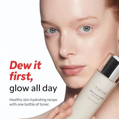 Texture shot of the TIRTIR Milk Skin Rice Toner showing its rich, milky consistency