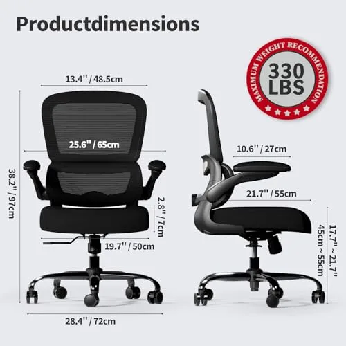 TRALT Office Chair - Ergonomic Desk Chair with Adjustable Lumbar Support, Mesh Computer Chair, Executive Chairs for Home Office Comfortable Lumbar Support (Black)