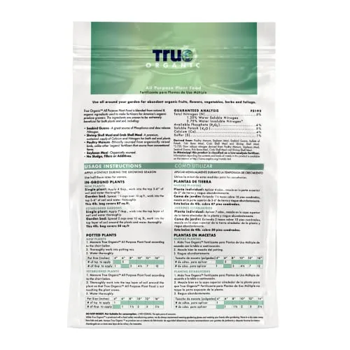 True Organic Plant Food Bag Back