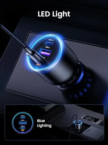UGREEN 130W USB C Car Charger, Type C Car Charger Adapter Compatible with iPhone 17 17 Air 17 Pro 17 Pro Max 16 16 Plus 16 Pro 16 Pro Max 15 14 13 12, Galaxy S24 S23 Ultra, iPad, MacBook, and More