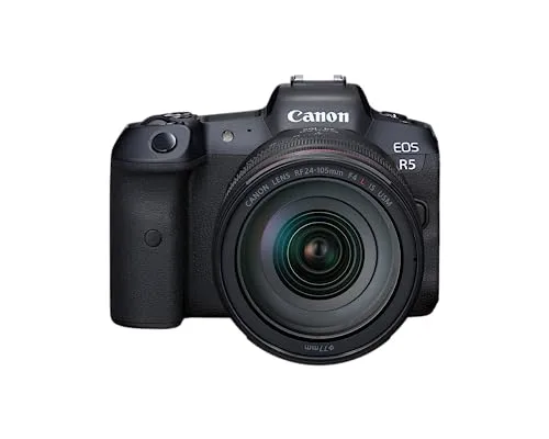Canon EOS R5 Mirrorless Camera RF24-105mm F4 L is USM Lens Kit, Full-Frame Hybrid Camera, 8K Video, 45 Megapixel CMOS Sensor, DIGIC X Image Processor, Up to 12 FPS, RF Mount, Black