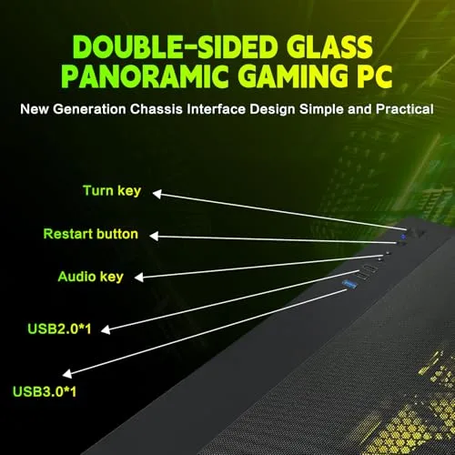 Gaming PC Desktop,Prebuilt Gaming Computer with,AMD Ryzen 7 5700X 3.4GHz,RTX5060 8GB GDDR7 DLSS4,32GB DDR4 RAM 3200MHz,1TB NVME SSD,ARGB Cooling Fan,Supply WiFi Support