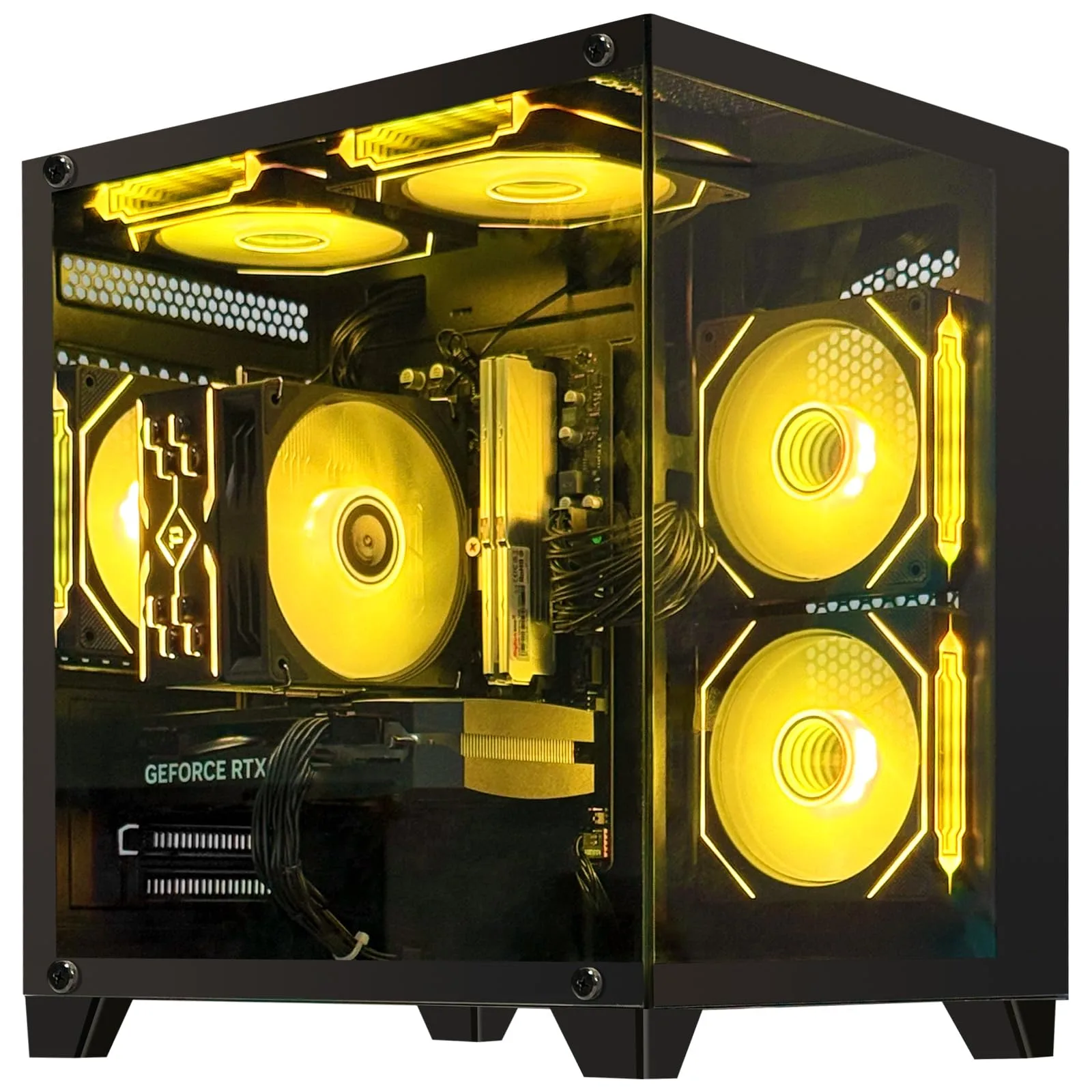 Gaming PC Desktop,Prebuilt Gaming Computer with,AMD Ryzen 7 5700X 3.4GHz,RTX5060 8GB GDDR7 DLSS4,32GB DDR4 RAM 3200MHz,1TB NVME SSD,ARGB Cooling Fan,Supply WiFi Support
