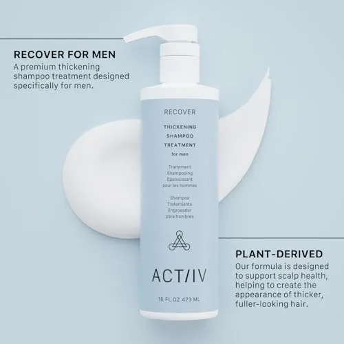 ACTIIV Recover Thickening Shampoo Treatment For Men | Supports the Appearance of Fuller, Healthier-Looking Hair, Supports Scalp Health, Plant-Based, Color-Safe, Vegan,All Hair Types