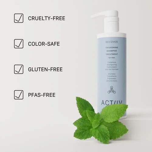 ACTIIV Recover Thickening Shampoo Treatment For Men | Supports the Appearance of Fuller, Healthier-Looking Hair, Supports Scalp Health, Plant-Based, Color-Safe, Vegan,All Hair Types