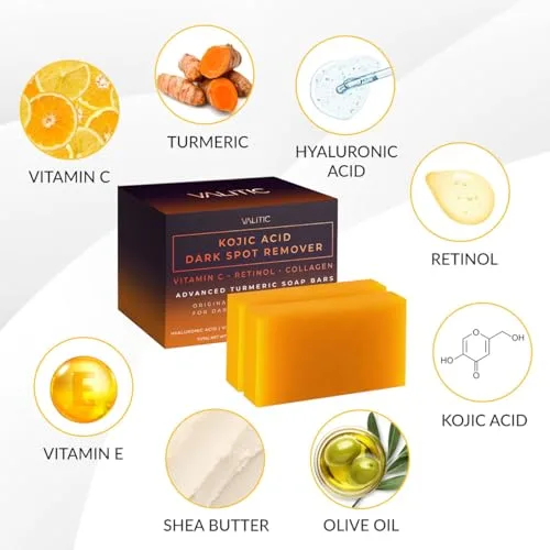 Instructions for how to use the VALITIC Kojic Acid Soap for face and body