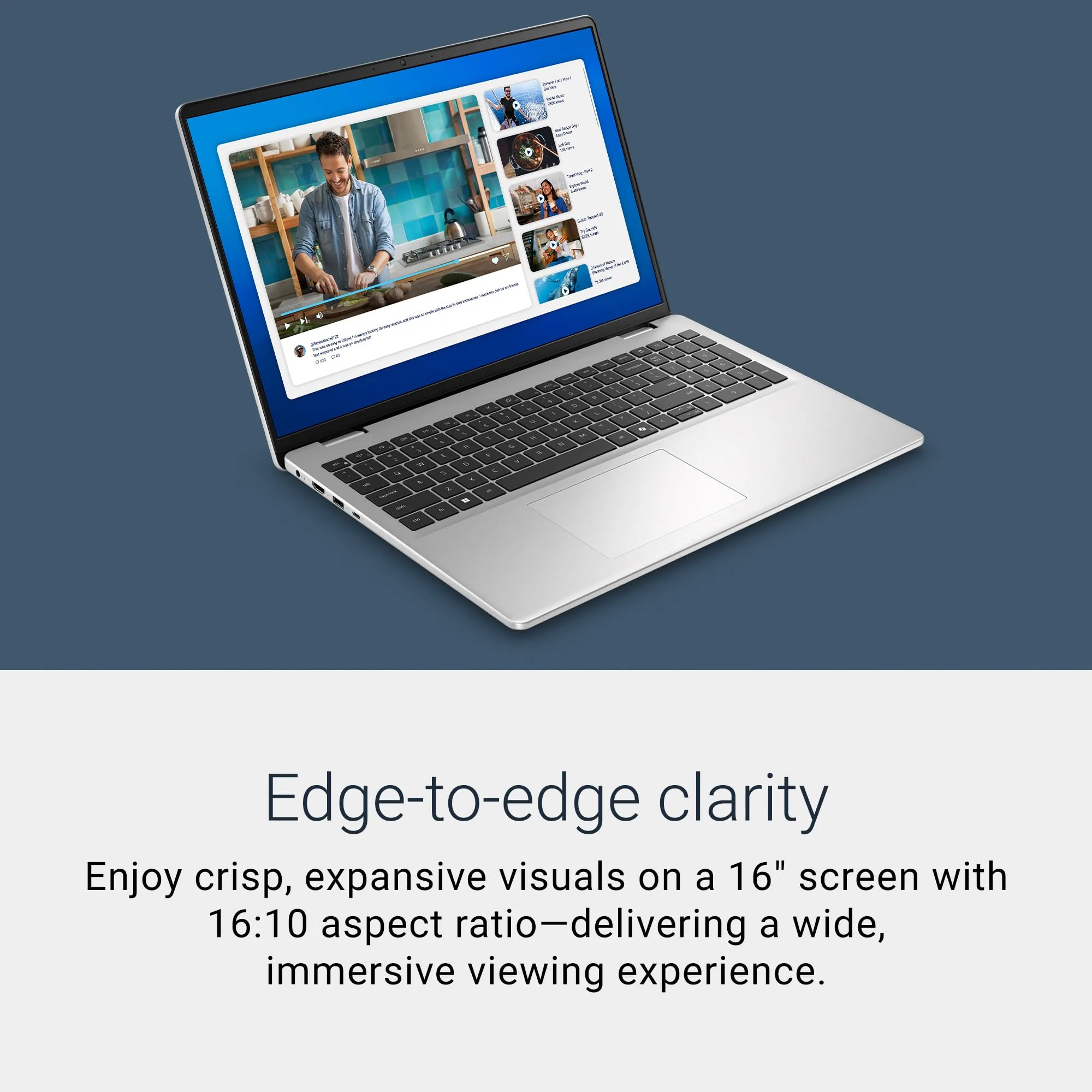 Dell 16 Laptop DC16251-16.0-inch 16:10 FHD+ Display, Intel Core 7 150U, 16GB DDR5 RAM, 1TB SSD, Intel Graphics, Windows 11 Home, Onsite Service - Platinum Silver