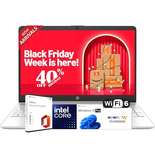 HP 2026 New Generation 15.6'' Business Laptop Included with Microsoft Office, Intel Powerful Processor, 16GB RAM, 256GB SSD, Ultra Quiet Design, Long Battery Life, Bluetooth 5, Wi-Fi 6, Windows 11-Pro