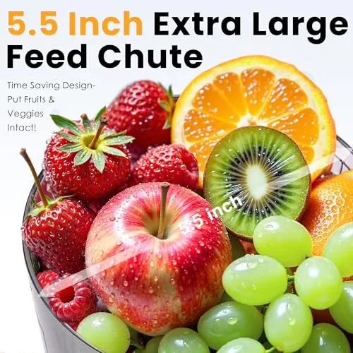 Juicing Whole Fruit in Wide Chute