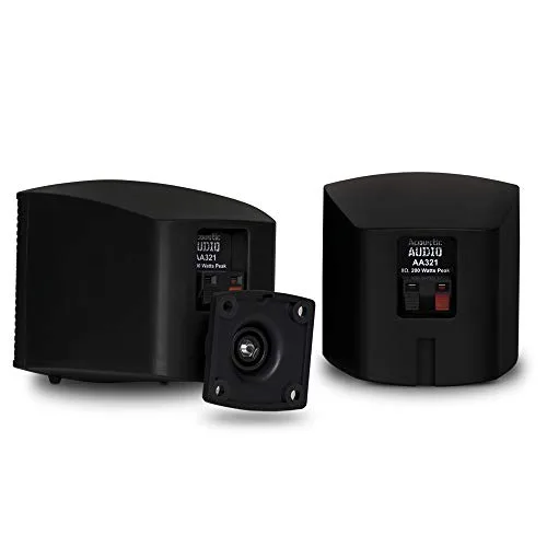 Acoustic Audio AA321B Mountable Indoor Speakers 400 Watts Black Bookshelf Pair