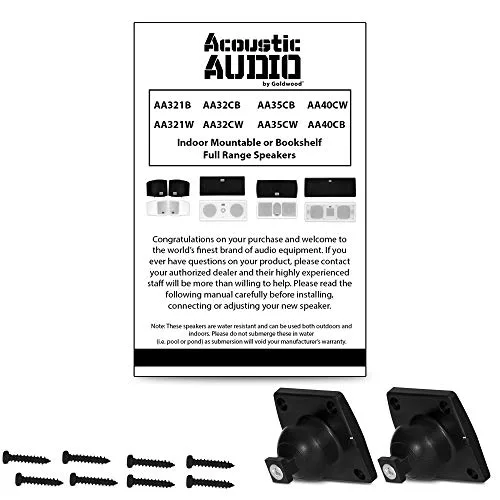 Acoustic Audio AA321B Mountable Indoor Speakers 400 Watts Black Bookshelf Pair