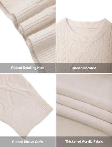 Aelfric Eden Oversized Sweater 90s Vintage Cable Knit Long Sleeve Women Heavy Crewneck Pullover