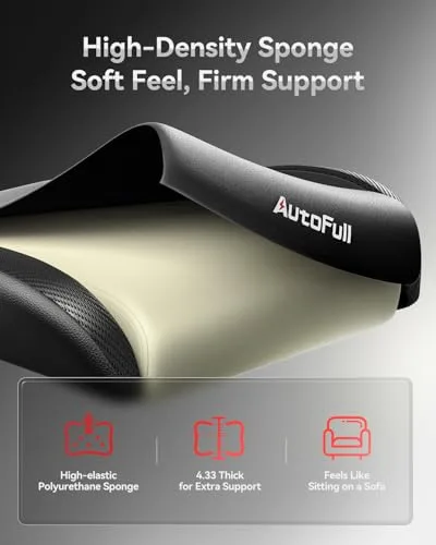 AutoFull C3 Gaming Chair, Racing Style Gaming Chair with Ergonomic Lumbar Support,Adjustable High Back PU Leather PC Chair with Footrest,Black