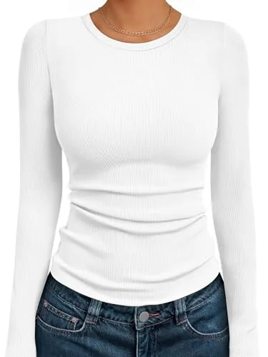 AUTOMET Long Sleeve Ribbed Top Front View