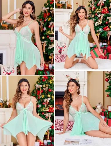 Avidlove Lingerie for Women Lace Babydoll Sleepwear Boudoir Outfits Plus Size Langeray XS-5XL