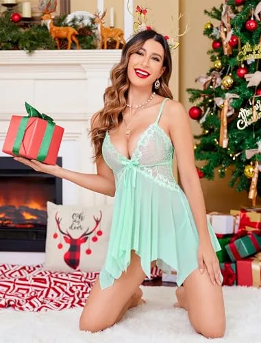 Avidlove Lingerie for Women Lace Babydoll Sleepwear Boudoir Outfits Plus Size Langeray XS-5XL