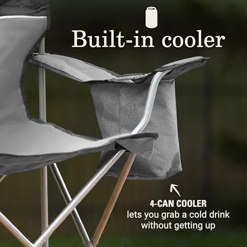 Coleman Portable Camping Chair with 4-Can Cooler, Cushioned Seat & Back with Side Pockets & Cup Holder, Carry Bag Included, Great for Camping, Tailgating, Firepits, Patio, & More