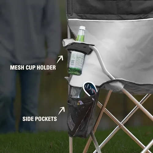 Coleman Portable Camping Chair with 4-Can Cooler, Cushioned Seat & Back with Side Pockets & Cup Holder, Carry Bag Included, Great for Camping, Tailgating, Firepits, Patio, & More