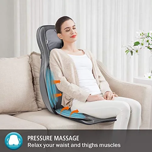 COMFIER Massager Chair with Heat, Shiatsu Neck Back Massager Portable with Compress & Rolling,Massage Chair Pad for Full Back,Christmas Gifts for Dad Mom Women Men