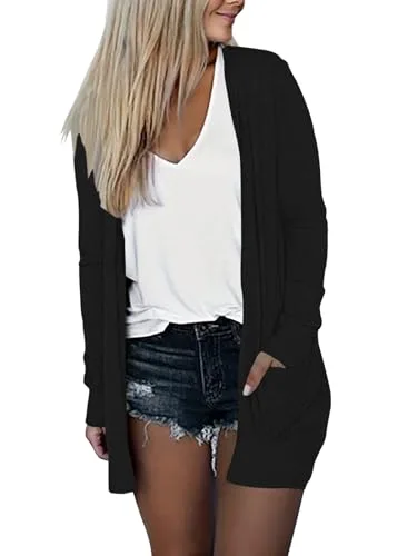 DB MOON Womens Long Cardigan 2025 Fall Lightweight Long Sleeve Open Front Sweater with Pockets